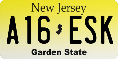 NJ license plate A16ESK