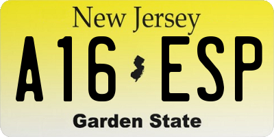 NJ license plate A16ESP
