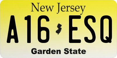 NJ license plate A16ESQ