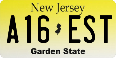 NJ license plate A16EST