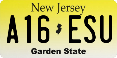 NJ license plate A16ESU