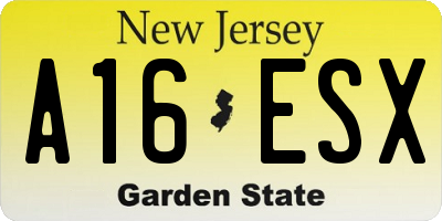 NJ license plate A16ESX