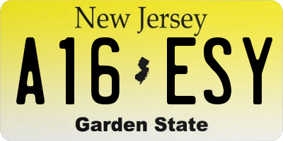NJ license plate A16ESY