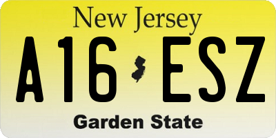 NJ license plate A16ESZ
