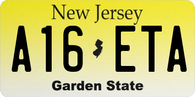 NJ license plate A16ETA