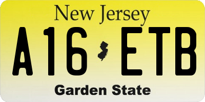 NJ license plate A16ETB