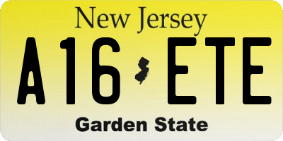 NJ license plate A16ETE