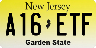 NJ license plate A16ETF