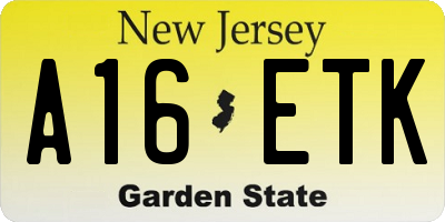 NJ license plate A16ETK
