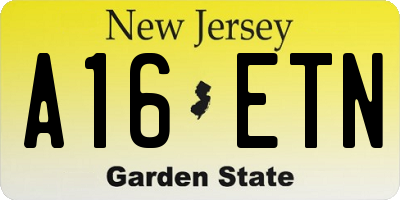 NJ license plate A16ETN