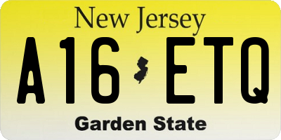 NJ license plate A16ETQ