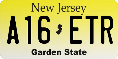 NJ license plate A16ETR