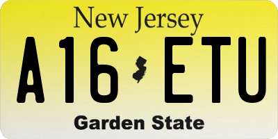 NJ license plate A16ETU