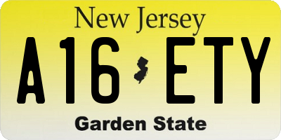 NJ license plate A16ETY