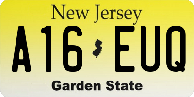 NJ license plate A16EUQ