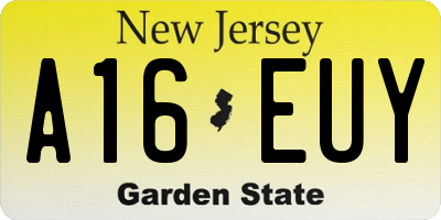 NJ license plate A16EUY