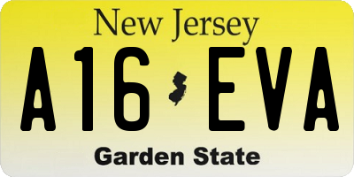 NJ license plate A16EVA