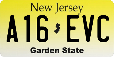NJ license plate A16EVC
