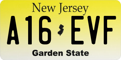 NJ license plate A16EVF