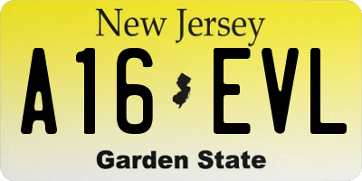 NJ license plate A16EVL