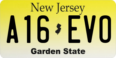 NJ license plate A16EVO