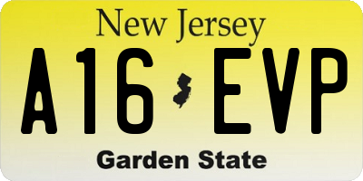 NJ license plate A16EVP