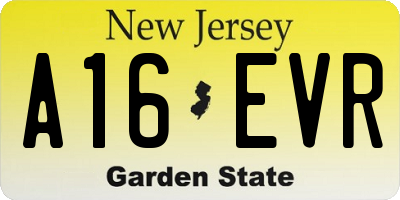NJ license plate A16EVR