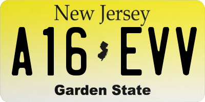NJ license plate A16EVV
