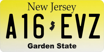 NJ license plate A16EVZ