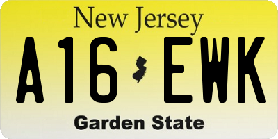 NJ license plate A16EWK