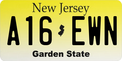 NJ license plate A16EWN