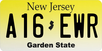 NJ license plate A16EWR
