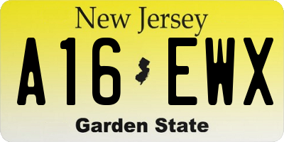 NJ license plate A16EWX