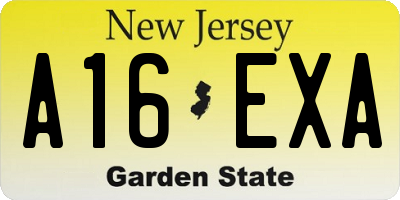 NJ license plate A16EXA