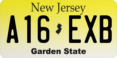 NJ license plate A16EXB