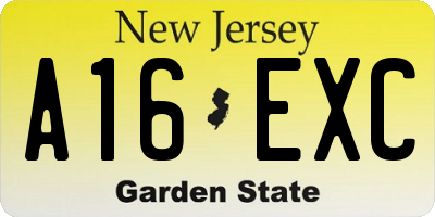 NJ license plate A16EXC