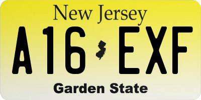NJ license plate A16EXF