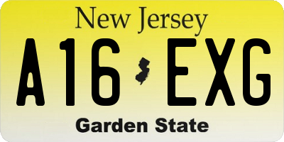 NJ license plate A16EXG
