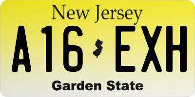 NJ license plate A16EXH