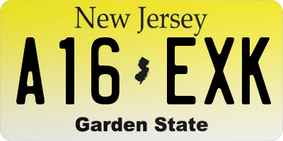 NJ license plate A16EXK