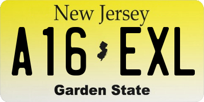 NJ license plate A16EXL