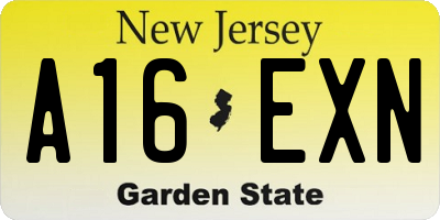 NJ license plate A16EXN