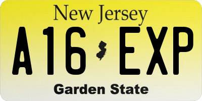 NJ license plate A16EXP