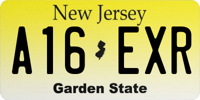 NJ license plate A16EXR