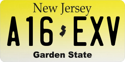 NJ license plate A16EXV