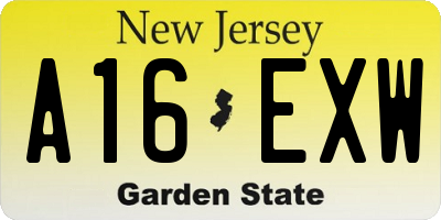 NJ license plate A16EXW