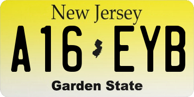 NJ license plate A16EYB