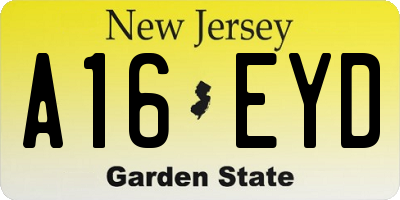 NJ license plate A16EYD