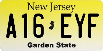 NJ license plate A16EYF