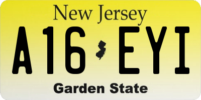 NJ license plate A16EYI